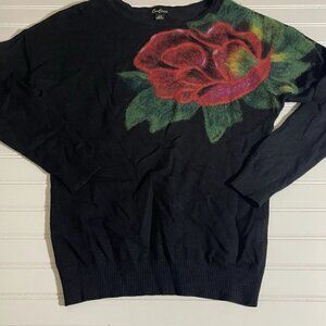 Cartise Sweater Womens Sweater Medium Black Floral Long Sleeve